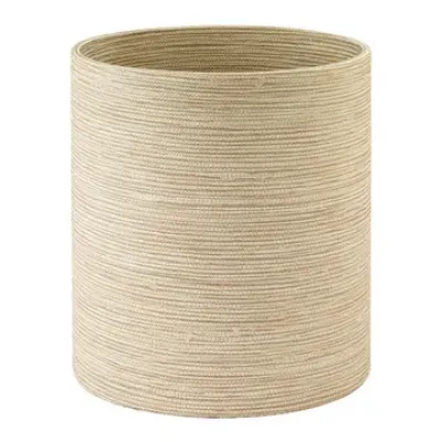 Grasscloth Latte Round Waste Basket