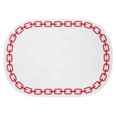 Chains White Red Oval Placemats, Set of 4