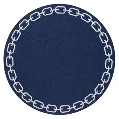 Chains Navy White 15" Round Placemats, Set of 4