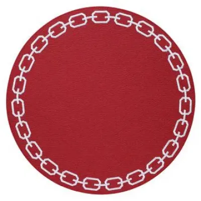Chains Red White 15" Round Placemats, Set of 4