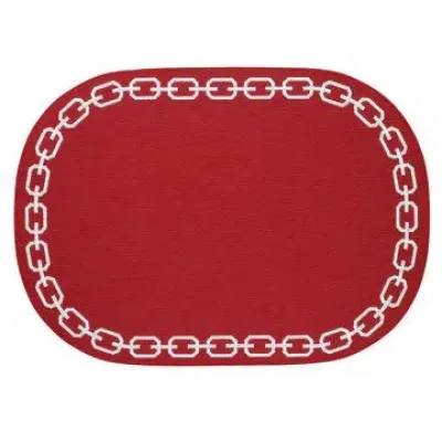 Chains Red White Oval Placemats, Set of 4