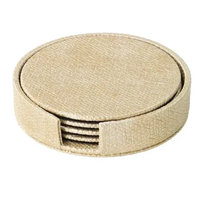Luster Gold Round Boxed Coasters, Set of Four