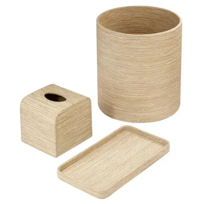 Grasscloth Latte Bath Accessories