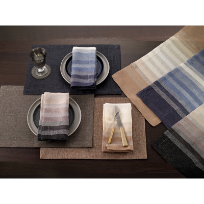 Gradient Stripe Navy Linen Table Linens