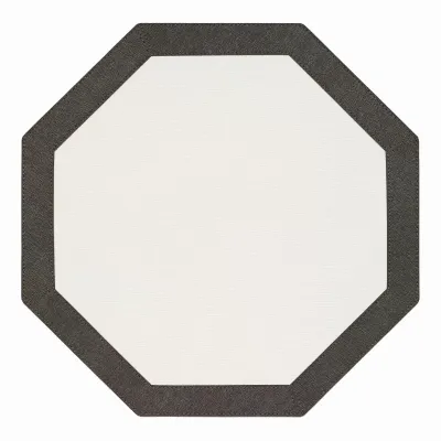 Bordino White Charcoal Octagon Placemats, Set of 4