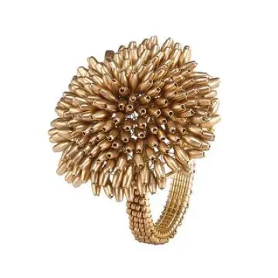 Pompom Gold Napkin Rings, Set of 4