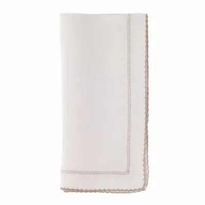 Picot White/Beige 22" Napkins, Set of Four