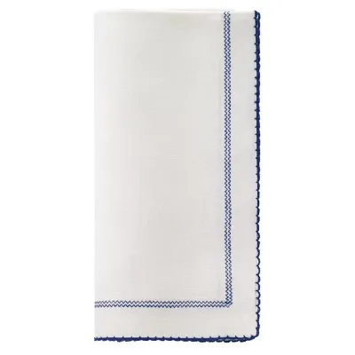 Picot White / Navy 22" Napkin, Set of 4