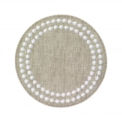 Pearls Beige White Coasters, Set of 4