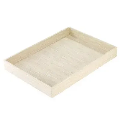Grasscloth Ecru Rectangle Tray