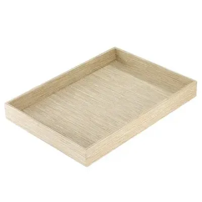 Grasscloth Latte Rectangle Tray