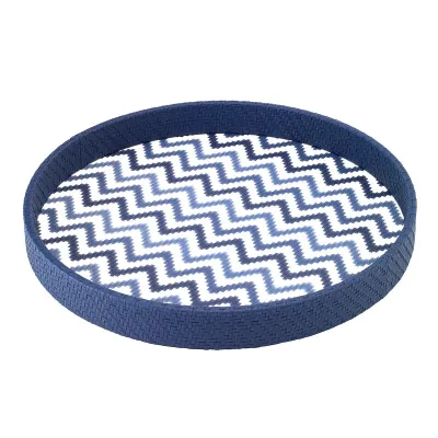 Ripple Navy Round Tray