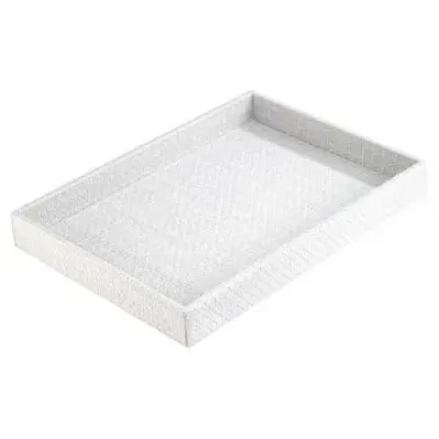 Wicker White Rectangle Tray