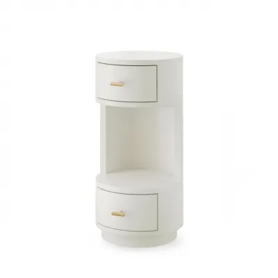 Aaron Sand White 2-Drawer Side Table