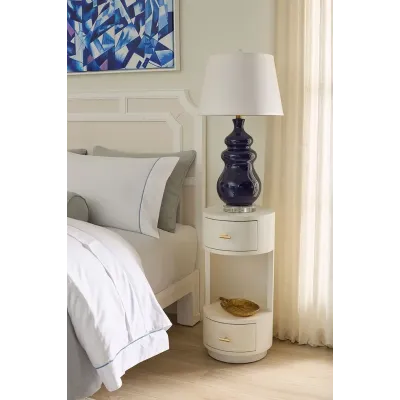 Aaron Sand White 2-Drawer Side Table