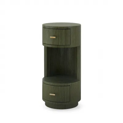Aaron Deep Olive 2-Drawer Side Table