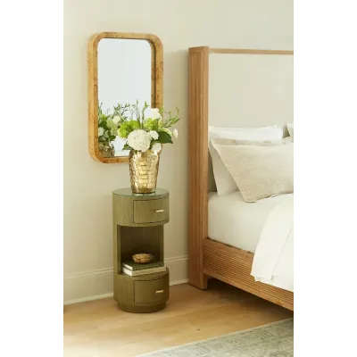 Aaron Deep Olive 2-Drawer Side Table