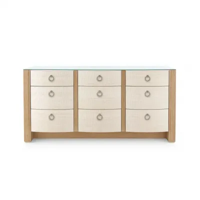 Albert Light Natural Shimmer 9-Drawer with Glass Top Extra Large