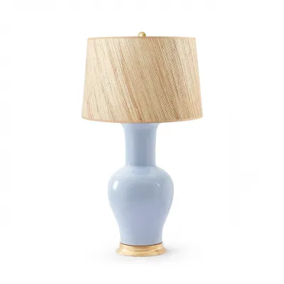 Acacia Periwinkle Blue Lamp with Shade 17-inch Papyrus with Gold