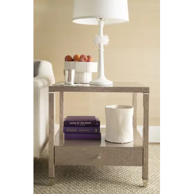 Alessandra 1-Drawer Side Table Taupe Gray