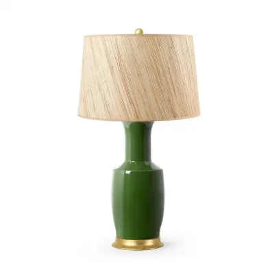 Alia Dark Green Lamp with Shade 17-inch Papyrus with Gold