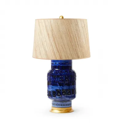 Aristide Royal Blue Lamp with Shade 17-inch Papyrus with Gold