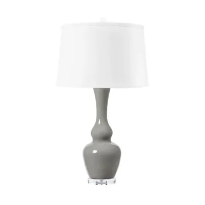 Ansonia Nickel / Graphite Glow Lamp with Shade 17-inch White Linen