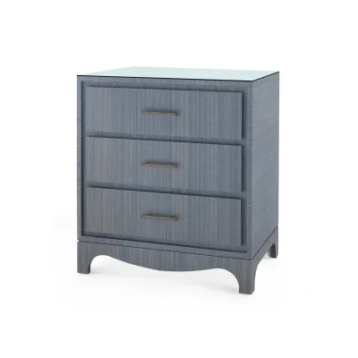 Barrett Denim Mist 3-Drawer Side Table with Glass Top