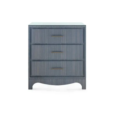 Barrett Denim Mist 3-Drawer Side Table with Glass Top