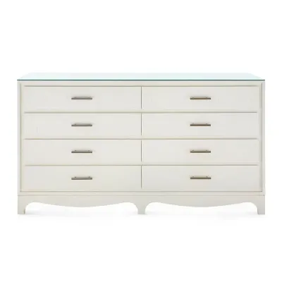 Barrett Sand White 8-Drawer with Glass Top Extra Large