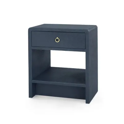 Benjamin Linen 1-Drawer Side Table Blue Steel