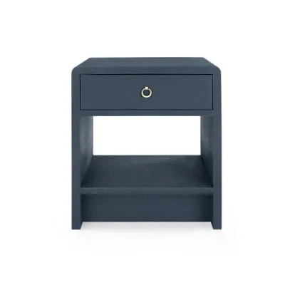 Benjamin Linen 1-Drawer Side Table Blue Steel