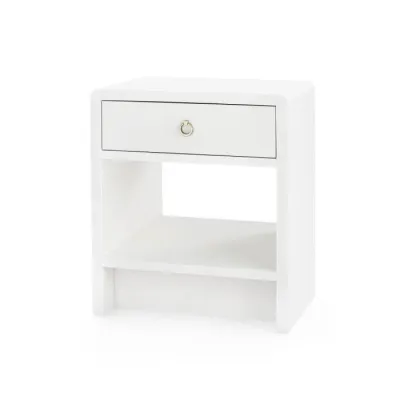 Benjamin Linen 1-Drawer Side Table Chiffon White
