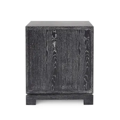 Berkeley 3-Drawer Side Table w/ Chrome Pulls Charcoal Cerused Oak