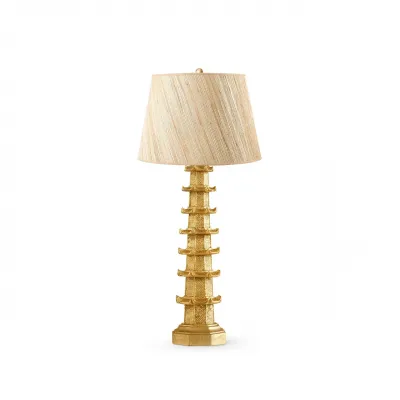 Brighton Gold Leaf Lamp with Shade 16-inch Papyrus with Gold