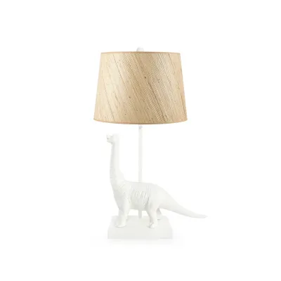 Bruno Plaster White Lamp with Shade 14-inch Papyrus with Nickel