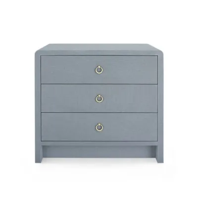 Bryant Linen 3-Drawer Side Table Winter Gray