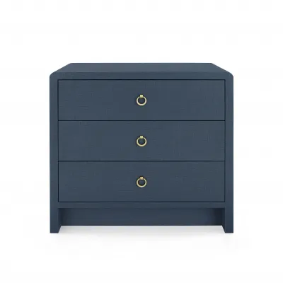 Bryant Linen 3-Drawer Side Table Blue Steel