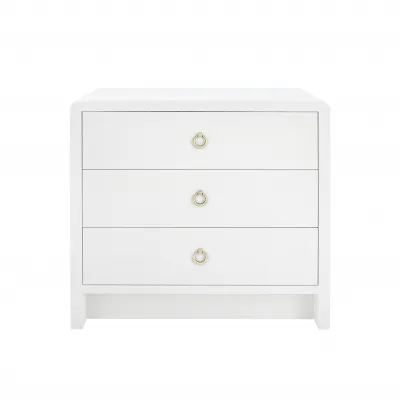 Bryant Linen 3-Drawer Side Table Chiffon White