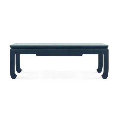 Bethany Storm Blue Coffee Table with Glass Top