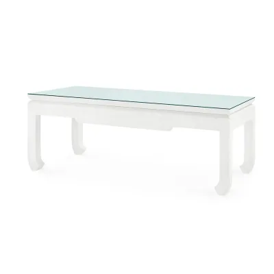Bethany Vanilla Coffee Table with Glass Top