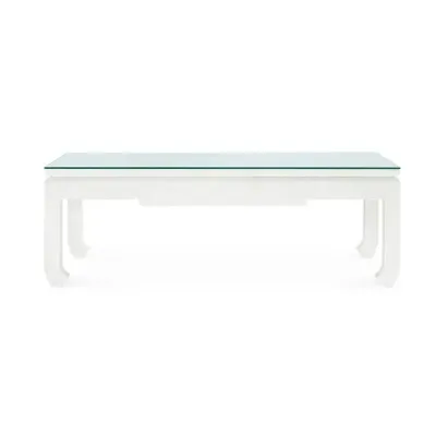 Bethany Vanilla Coffee Table with Glass Top