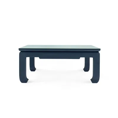 Bethany Storm Blue Square Coffee Table with Glass Top Large