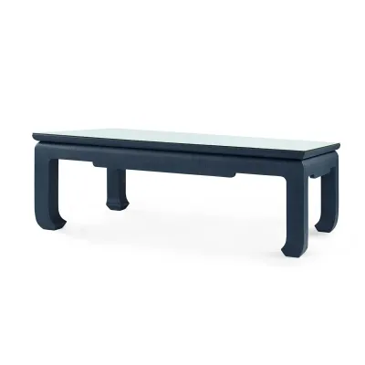 Bethany Storm Blue Rectangular Coffee Table with Glass Top Large