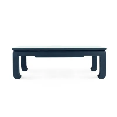Bethany Storm Blue Rectangular Coffee Table with Glass Top Large