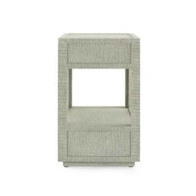 Camilla 2-Drawer Side Table Moss Gray Tweed