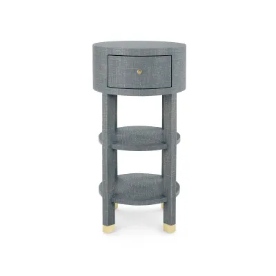 Claudette 1-Drawer Round Side Table Washed Winter Gray