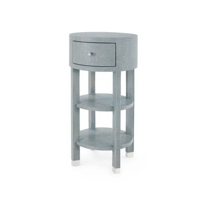 Claudette 1-Drawer Round Side Table Washed Winter Gray