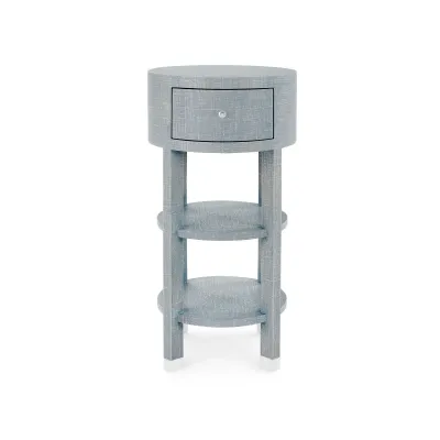 Claudette 1-Drawer Round Side Table Washed Winter Gray