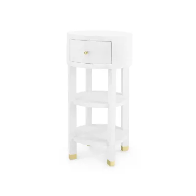 Claudette 1-Drawer Round Side Table Cream